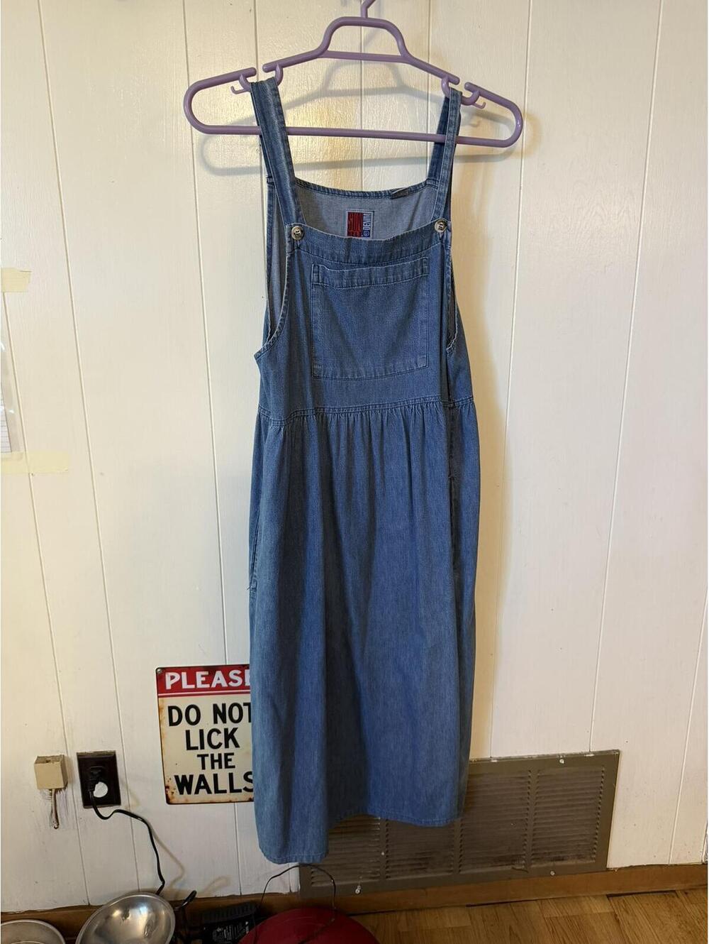 Sun Belt Denim Women's Blue Cotton Denim Overall Dress  Size 6